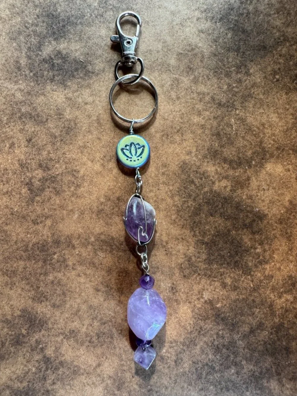 Boho keychain/pro charm with amethyst